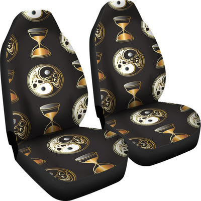 Yin Yang Skull Themed Design Print Universal Fit Car Seat Covers