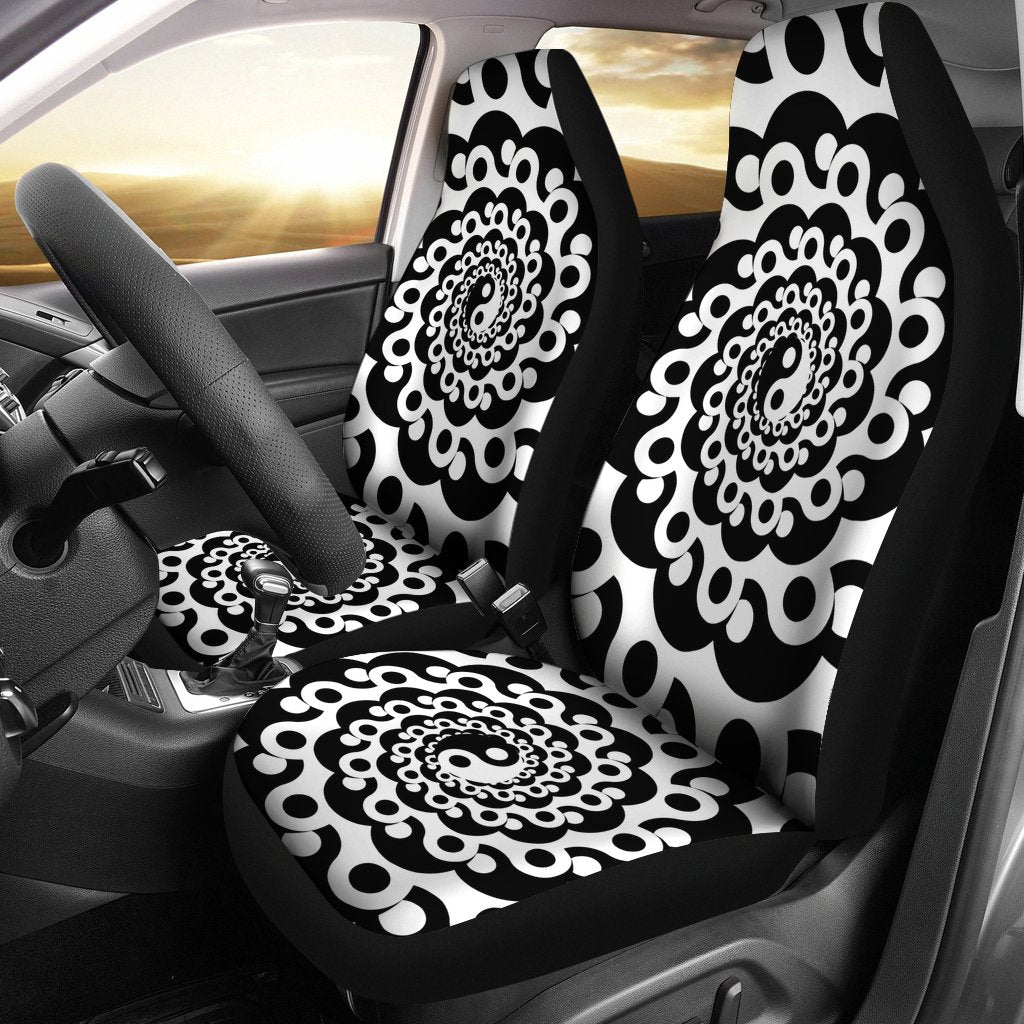 Yin Yang Spiral Design Print Universal Fit Car Seat Covers