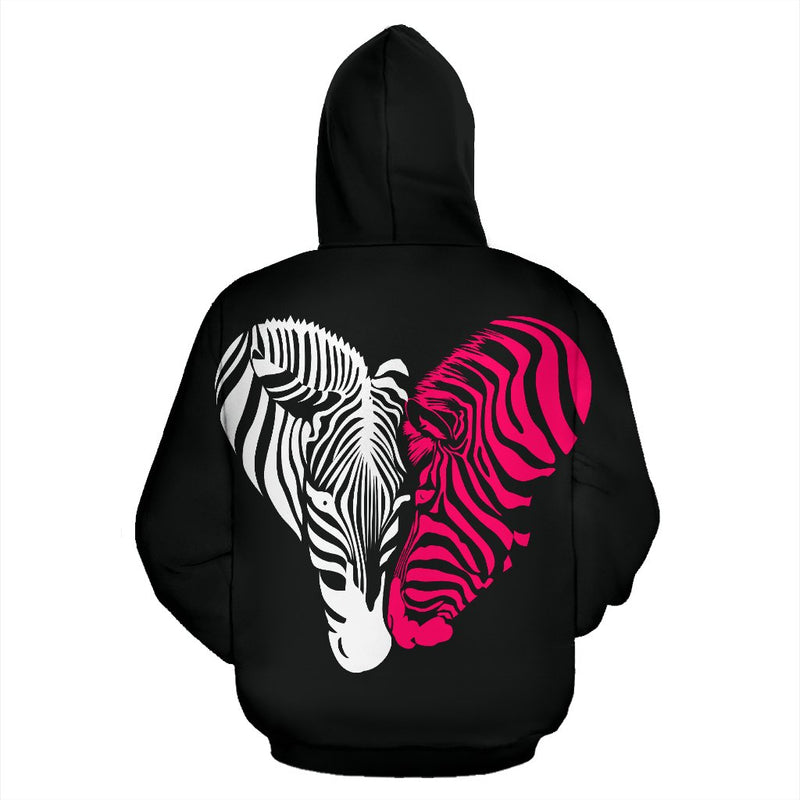 zebra Black Pink Heat Shap All Over Zip Up Hoodie