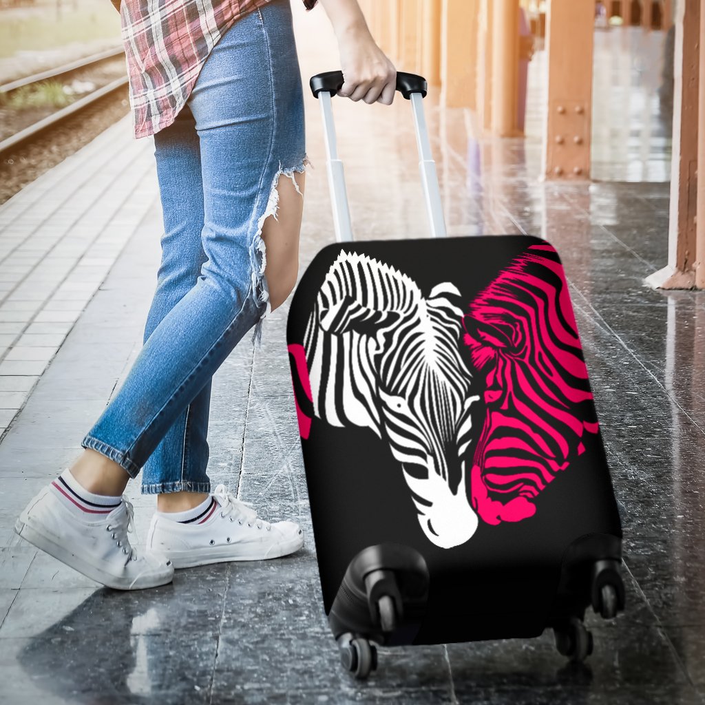 zebra Black Pink Heat Shap Luggage Cover Protector