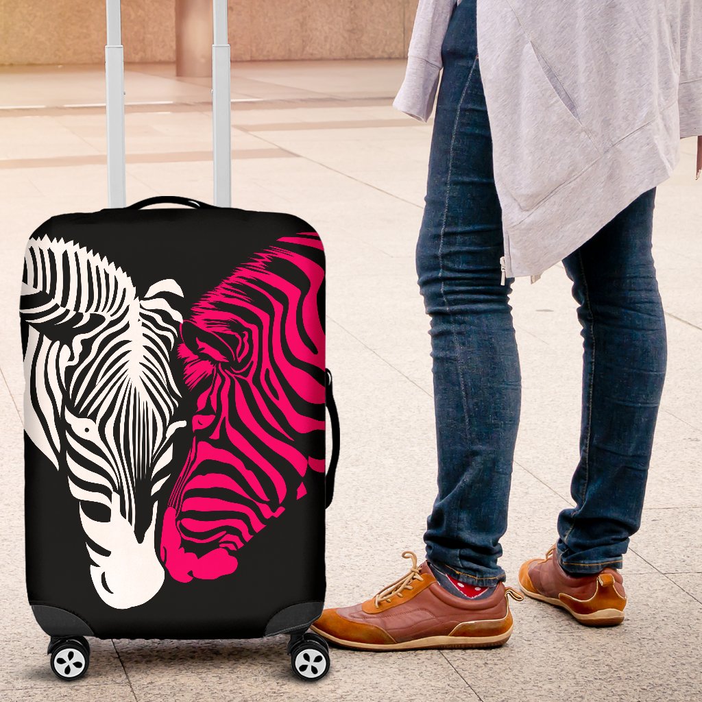 zebra Black Pink Heat Shap Luggage Cover Protector