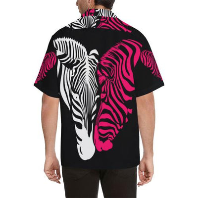 zebra Black Pink Heat Shap Men Hawaiian Shirt