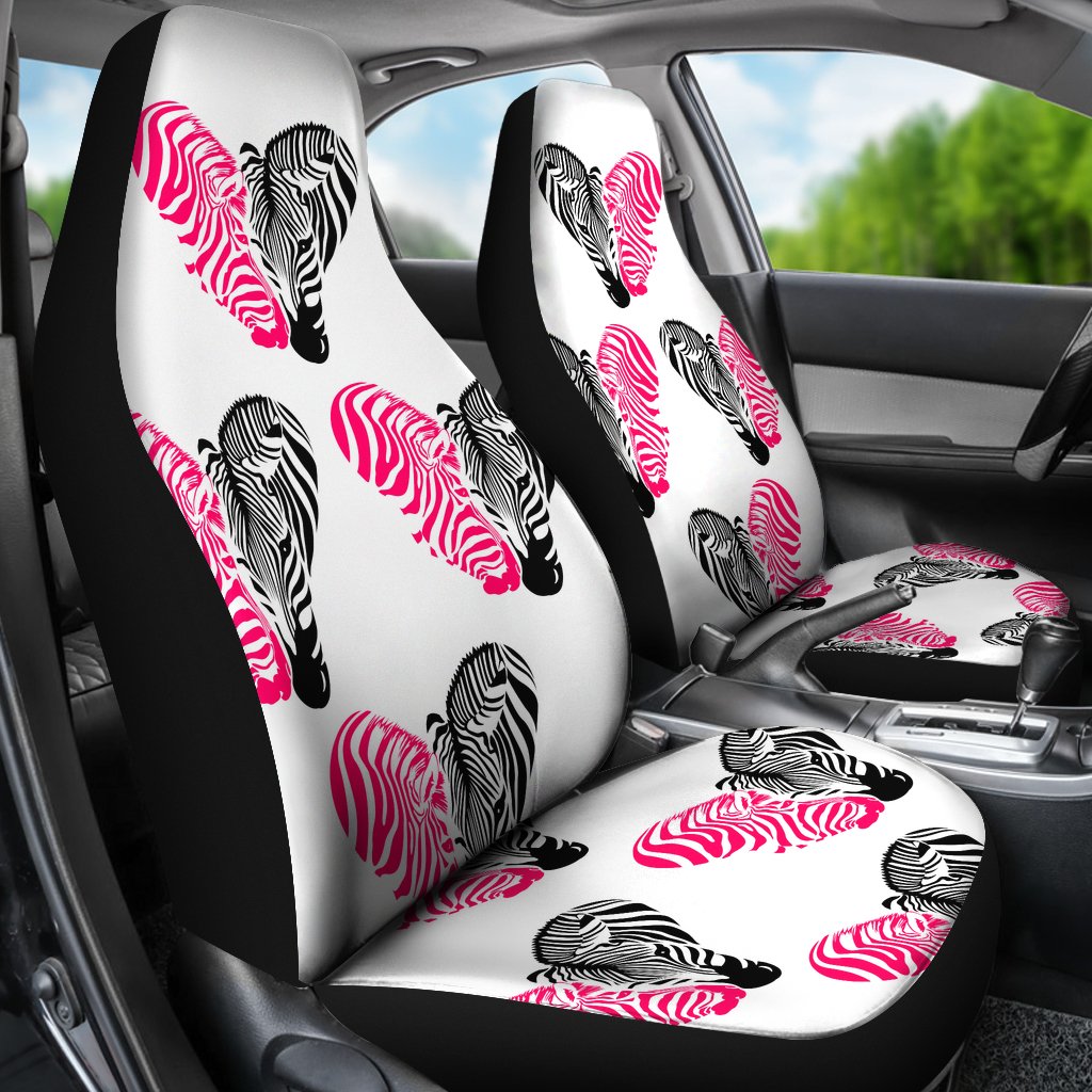 Zebra Black Pink Heat Shap Universal Fit Car Seat Covers