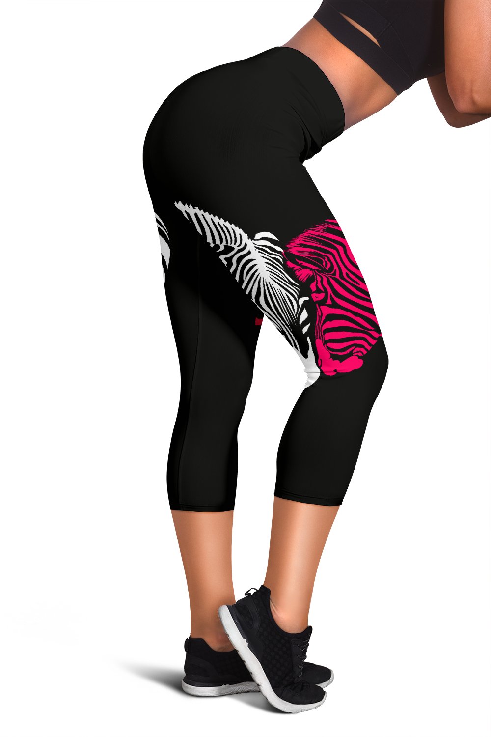 Zebra Black Pink Heat Shap Women Capris