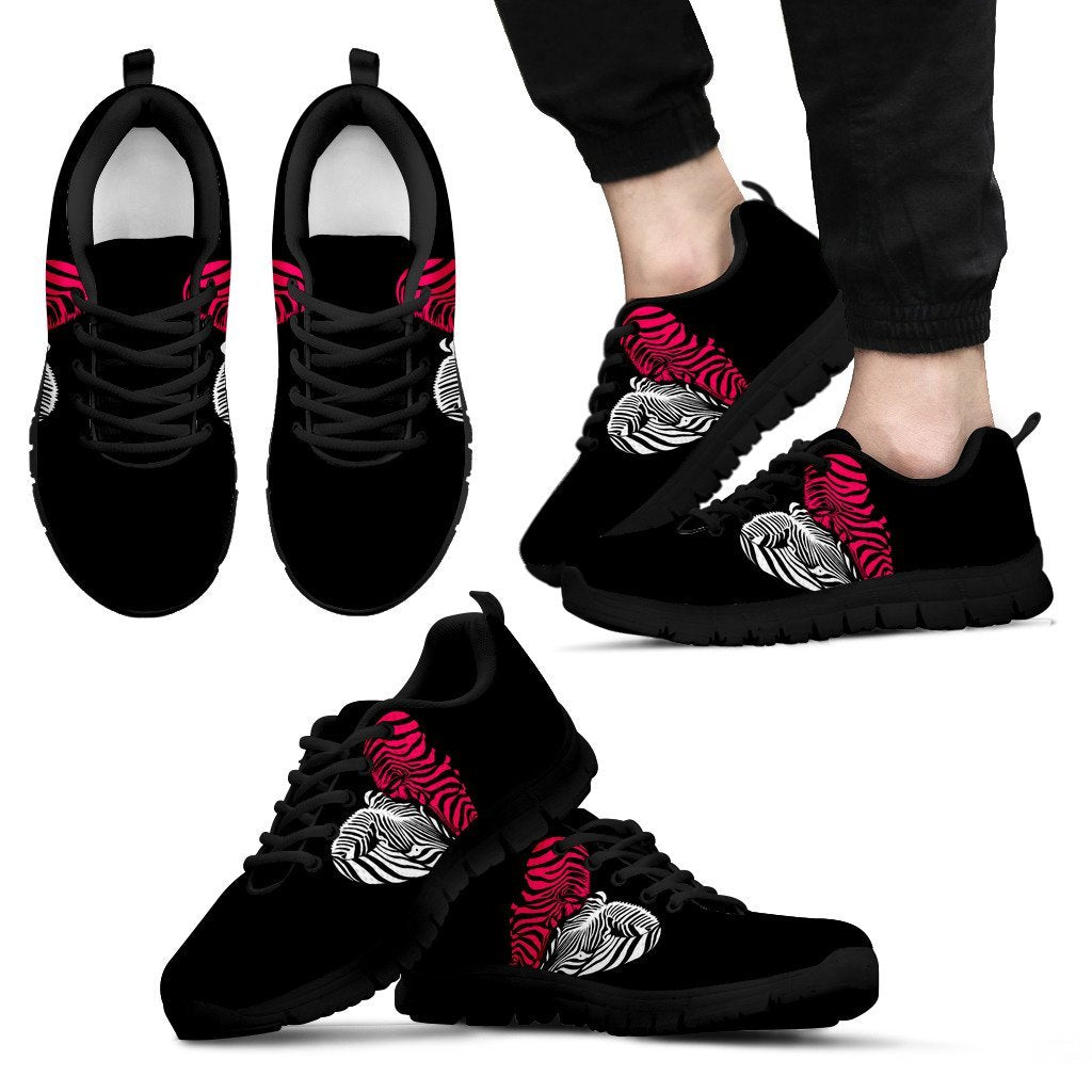 zebra Black Pink Heat Shape Men Sneakers