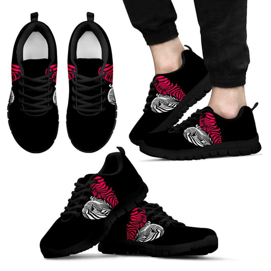 zebra Black Pink Heat Shape Men Sneakers