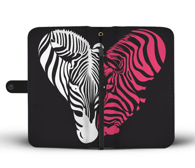 Zebra Black Pink Heat Shape Wallet Phone Case