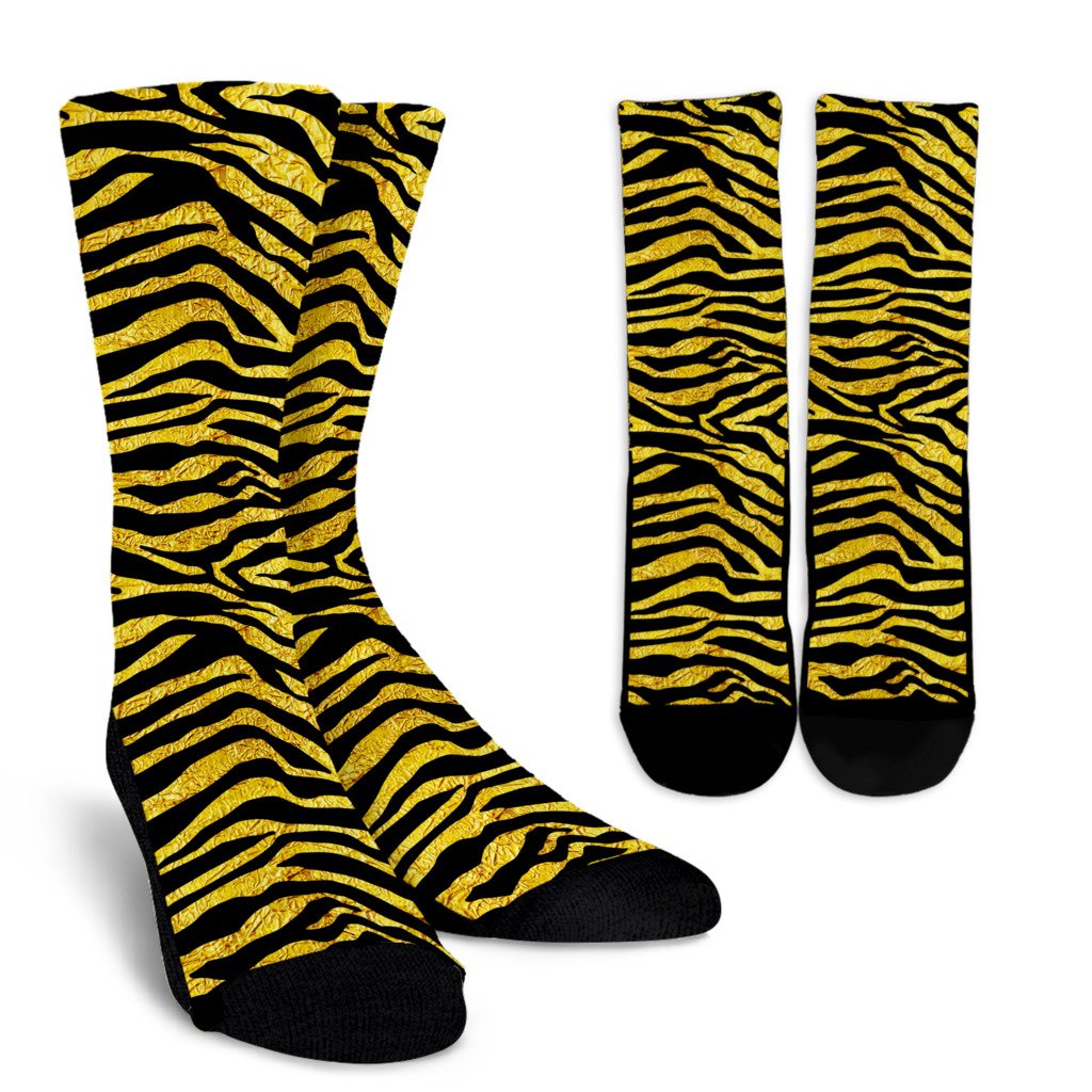 zebra Gold Crew Socks