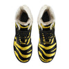 Zebra Gold Faux Fur Leather Boots