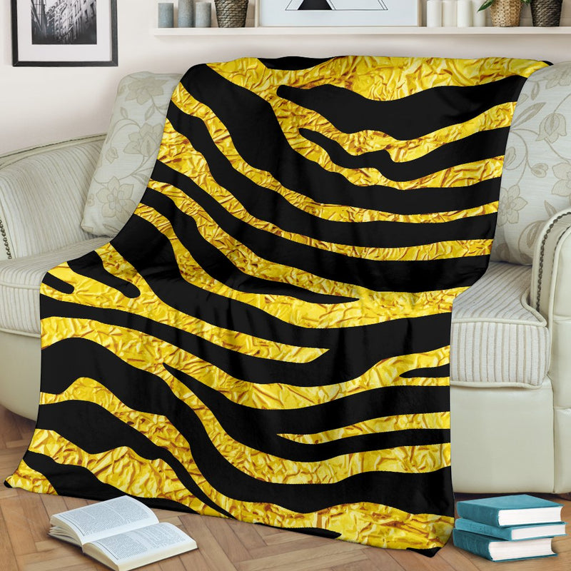 Zebra Gold Fleece Blanket