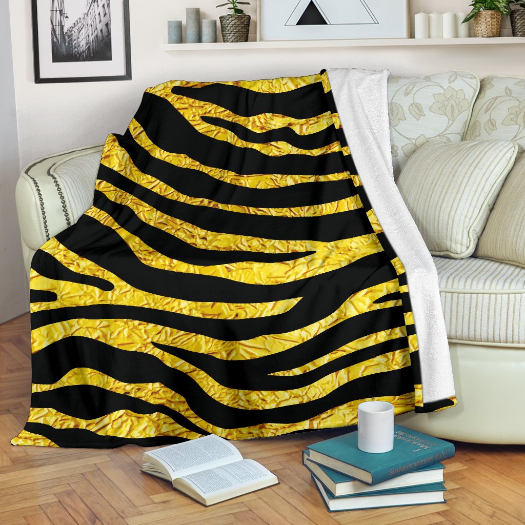 Zebra Gold Fleece Blanket