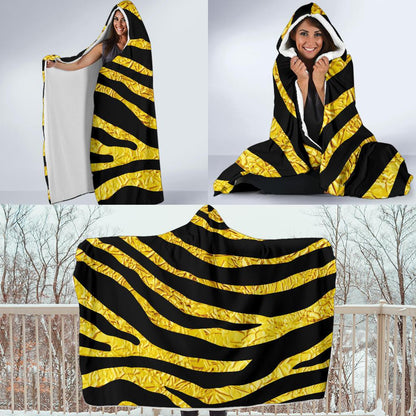 zebra Gold Hooded Blanket-JORJUNE.COM