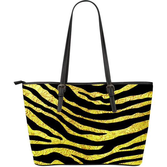 zebra Gold Large Leather Tote Bag
