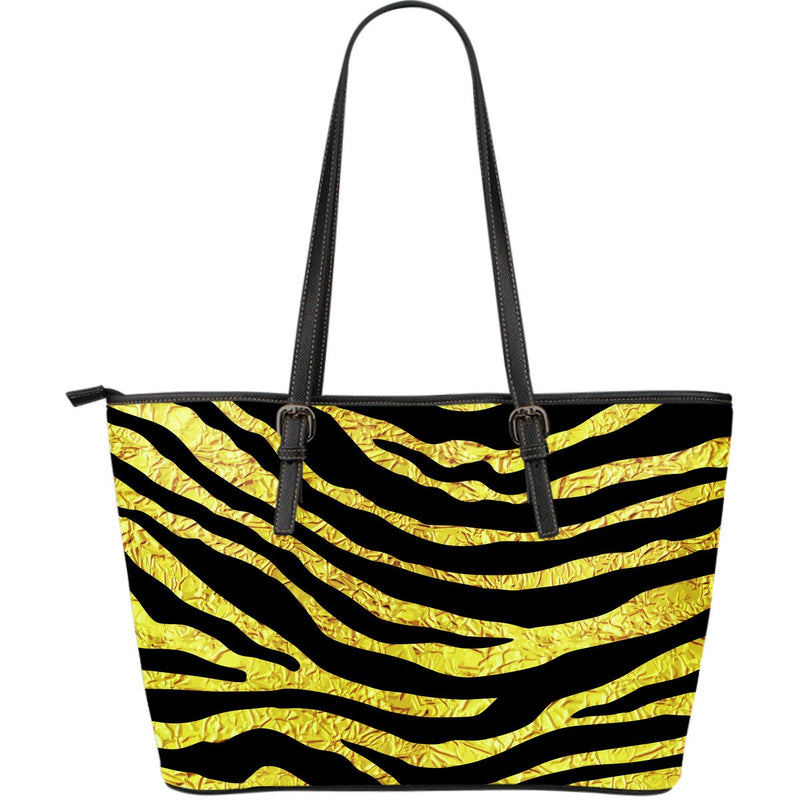zebra Gold Large Leather Tote Bag
