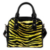 zebra Gold Leather Shoulder Handbag