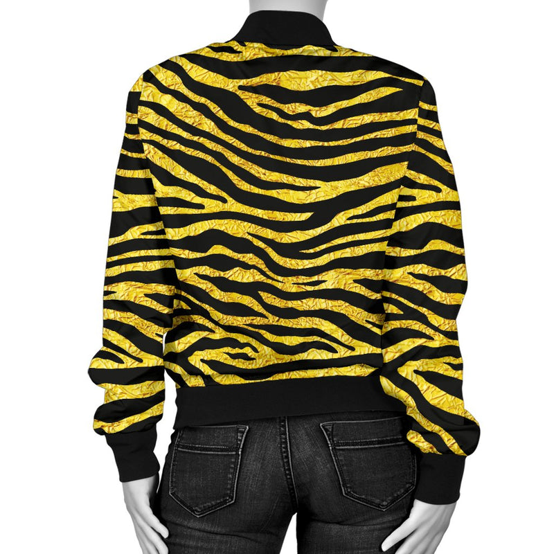 Zebra Gold Women Casual Bomber Jacket