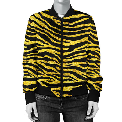 Zebra Gold Women Casual Bomber Jacket