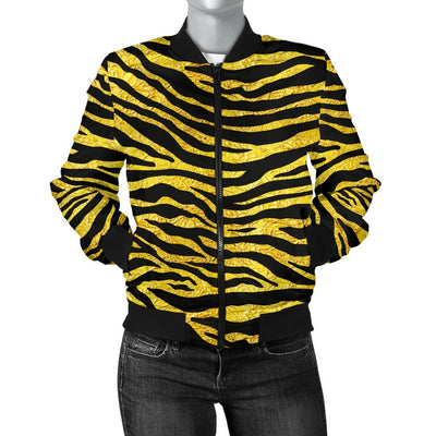 Zebra Gold Women Casual Bomber Jacket