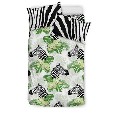 Zebra Tropical leaves Duvet Cover Bedding Set