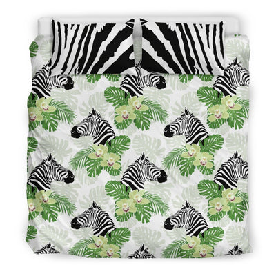 Zebra Tropical leaves Duvet Cover Bedding Set