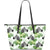 Zebra Tropical leaves Large Leather Tote Bag