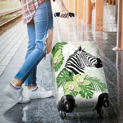 Zebra Tropical Leaves Luggage Cover Protector