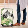 Zebra Tropical Leaves Luggage Cover Protector