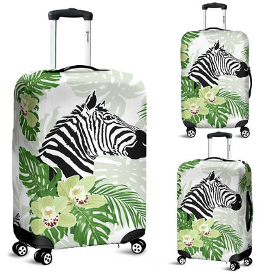 Zebra Tropical Leaves Luggage Cover Protector