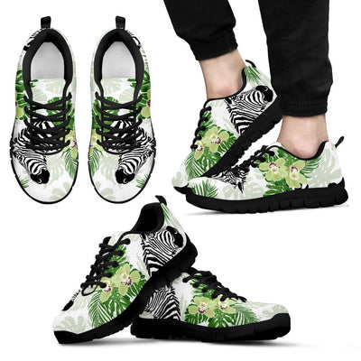 Zebra Tropical Leaves Men Sneakers