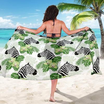 Zebra Tropical Leaves Beach Sarong Pareo Wrap