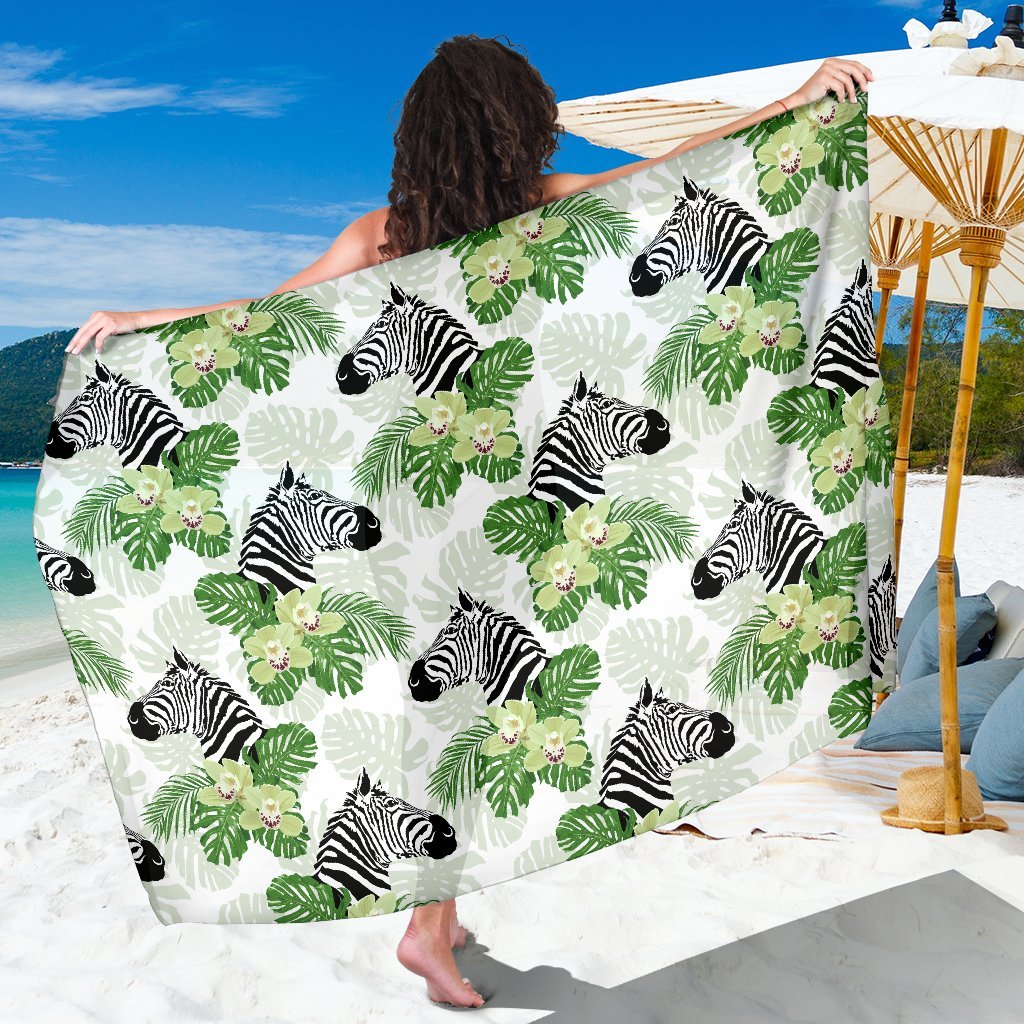 Zebra Tropical Leaves Beach Sarong Pareo Wrap