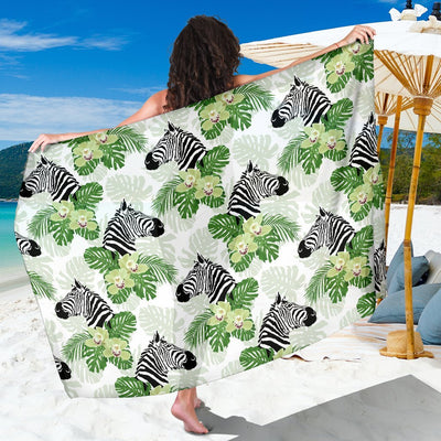 Zebra Tropical Leaves Beach Sarong Pareo Wrap