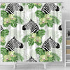 Zebra Tropical Leaves Shower Curtain