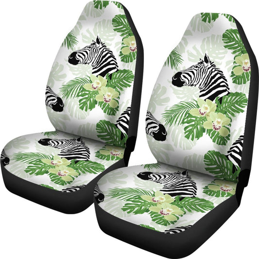 Zebra Tropical Leaves Universal Fit Car Seat Covers