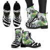 Zebra Tropical Leaves Women & Men Leather Boots