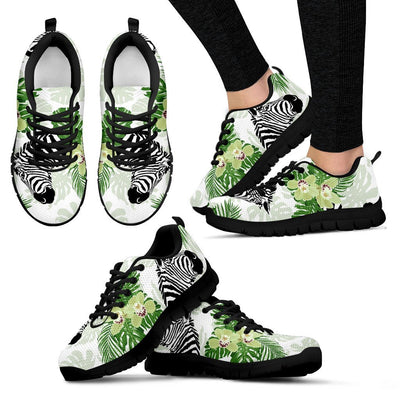 Zebra Tropical Leaves Women Sneakers