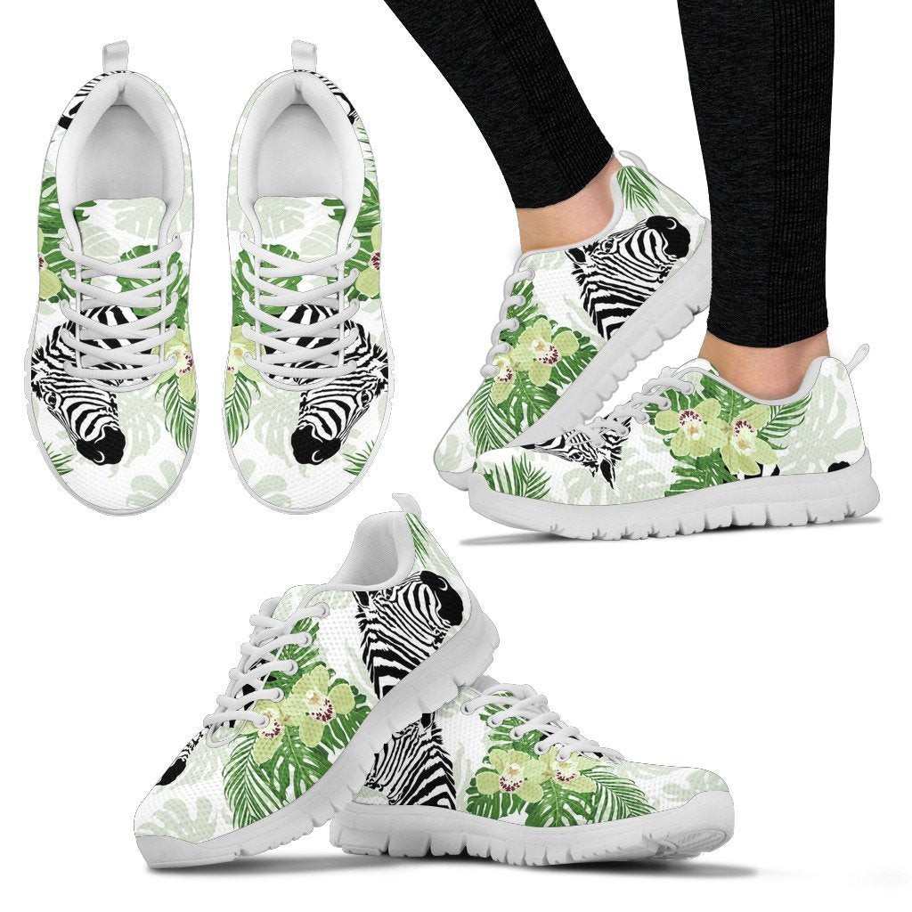 Zebra Tropical Leaves Women Sneakers