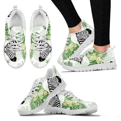 Zebra Tropical Leaves Women Sneakers