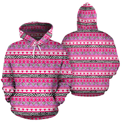 zebra Heart Pink Pattern All Over Print Hoodie