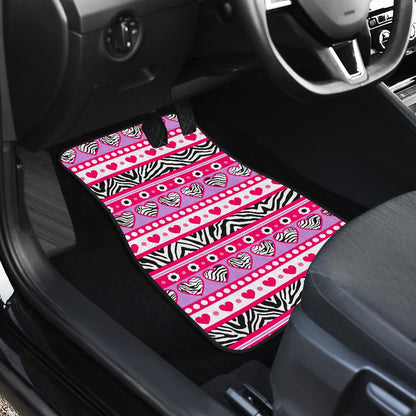 Zebra Heart Pink Pattern Car Floor Mats