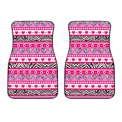 Zebra Heart Pink Pattern Car Floor Mats