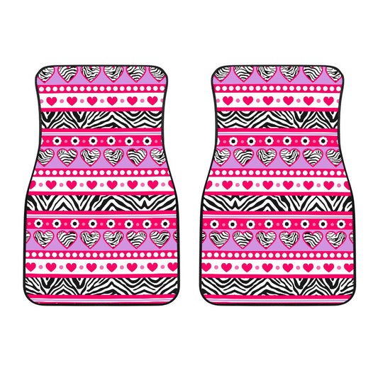 Zebra Heart Pink Pattern Car Floor Mats