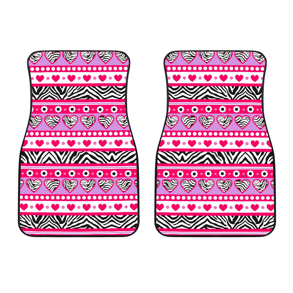 Zebra Heart Pink Pattern Car Floor Mats