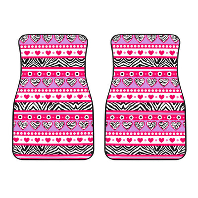 Zebra Heart Pink Pattern Car Floor Mats