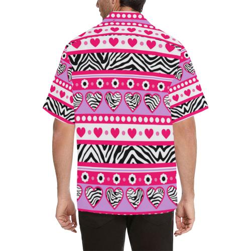 zebra Heart Pink Pattern Men Hawaiian Shirt