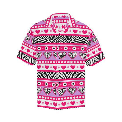 zebra Heart Pink Pattern Men Hawaiian Shirt