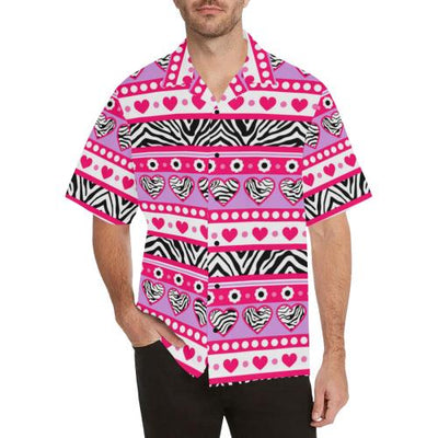 zebra Heart Pink Pattern Men Hawaiian Shirt