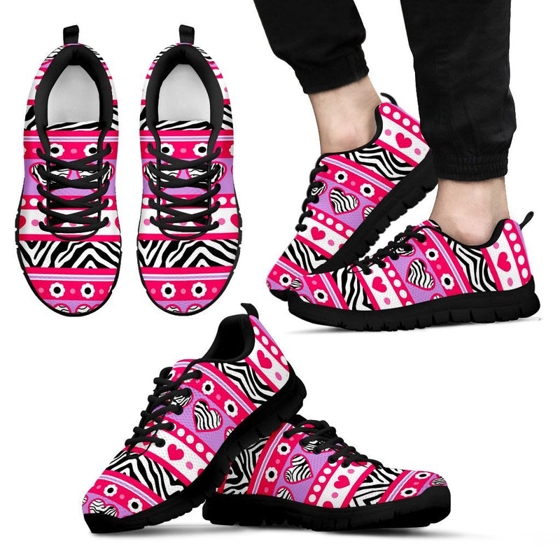 zebra Heart Pink Pattern Men Sneakers