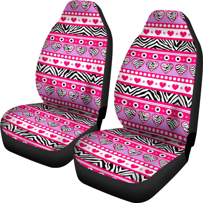 Zebra Heart Pink Pattern Universal Fit Car Seat Covers