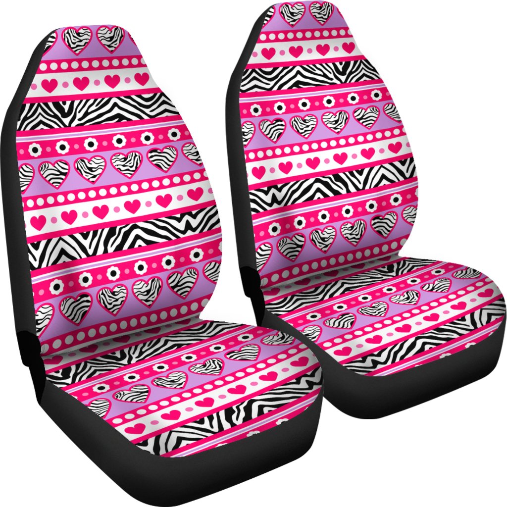 Zebra Heart Pink Pattern Universal Fit Car Seat Covers